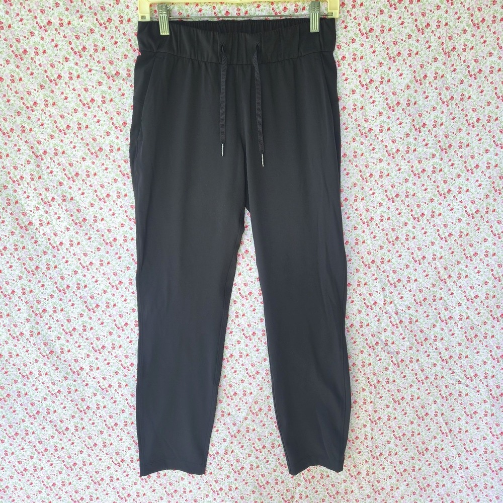 Lululemon Pants Womens 4 Black Woven Jogger Elastic Waist Drawstring Pockets